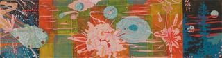 SLOW MOVING, 2003, Ink and woodstain on paper, 19x70cm