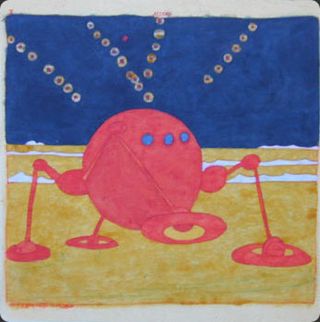 LOCO, 2003, Ink and woodstain on paper, 19x19cm