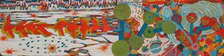 SLY WE FLY I, 2003, Ink and woodstain on paper, 19x70cm