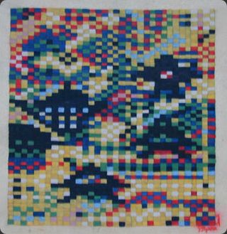 SPERICAL GEOMETRY, 2003, Ink and woodstain on paper, 19x19cm