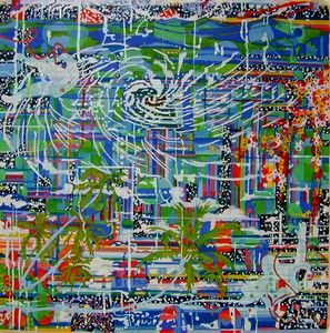 Dreamy Days, 2005, Ink and woodstain on paper, 60 x 60