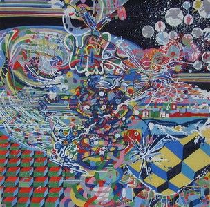 Look, 2005, Ink and woodstain on paper, 80 x 80 cm