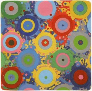 13 Circles, 2007, Ink, Woodstain on Paper, 20 x 20 cm
