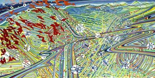 Fishing, 2008, Ink Acrylic on Canvas, 60 x 120 cm
