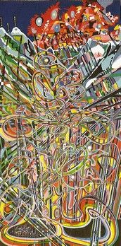 Four Winds, 2007, Ink, Woodstain on Paper, 120 x 60 cm
