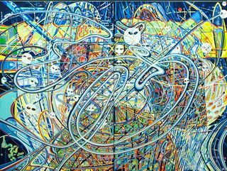 Twin Peaks, 2008, Ink Acrylic on Canvas, 183 x 244 cm