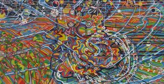 Walker in The West, 2007, Ink, Woodstain on Paper, 60 x 120 cm
