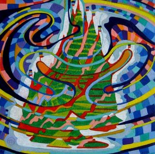 BEYOND, 2009, ink, woodstain on paper, 19 x 19 cm