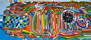 LANDING FIELDS, 2009, ink, woodstain on paper, 60 x 27,5 cm