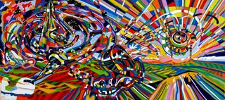 SKY WARD, 2009, ink, woodstain on paper, 60 x 27,5 cm