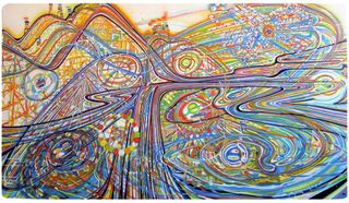 The Giant Dipper, 2010, Airbrush, ink, woodstain on paper, 94,5 x 53 inches