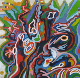 Pleasure Garden, 2010, airbrush, ink, woodstain on paper, 19 x 19 cm