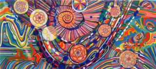 This is not here, 2011, Airbrush, Ink, Woodstain on Paper, 27 x 61 cm