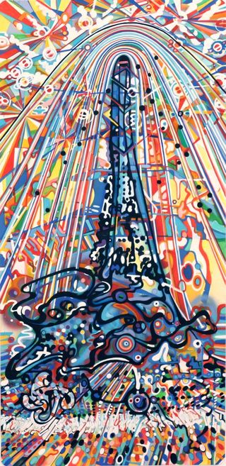 ET, 2013, Ink and woodstain on paper, 46.75 x 22.5 inches