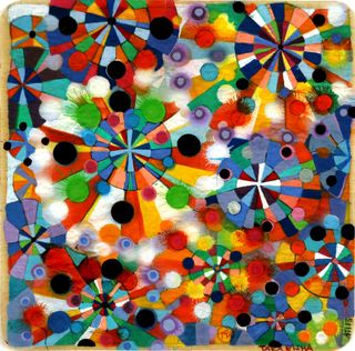 Takabisha, 2013, Ink and airbrush on paper, 7.5 x 7.5 inches