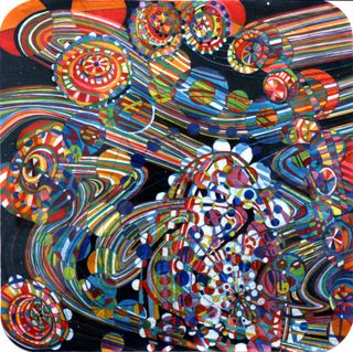 Une Point Sait Tout, 2012, Ink and woodstain on paper, 15.5 x 15.5 inches
