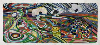 Crescent, 2018, Ink, woodstain on paper, 27 x 60 cm