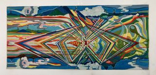 Double Sky, 2018, Ink, woodstain on paper, 27.5 x 60.5 cm