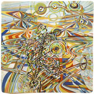 Four Corners, 2016, Ink, woodstain on paper, 60 x 60 cm