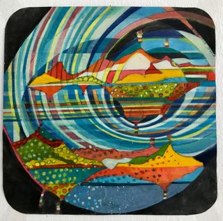 Ripple, 2018, Ink, woodstain on paper, 19 x 19 cm