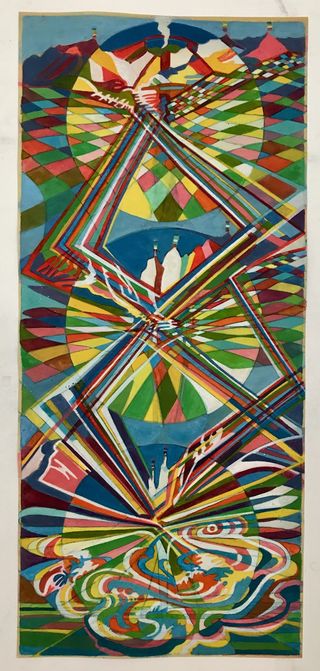 Three Times over, 2018, Ink, woodstain on paper, 60.5 x 27.5 cm
