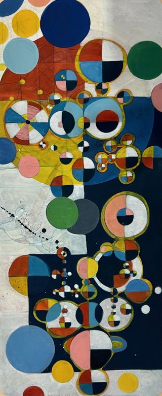 The Four Winds, 2023, Ink, pigments, wood stain on paper, 24 x 10 inches