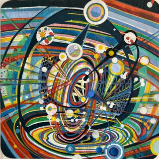Interstellar, 2023, Ink, pigments, wood stain on paper, 23.3 x 23.3 inches