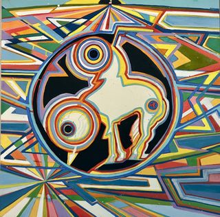 A New Dawn, 2025, Ink, pigments, acrylic on wood board, 12 x 12 inches
