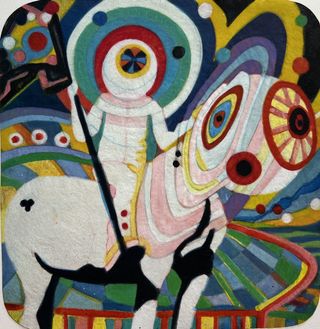 Infinity, 2025, Ink, wood stain, pigments, on paper, 7 1/2 x 7 1/2 inches