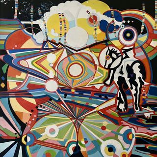 The Wayfinder, 2025, Ink, pigments, acrylic on wood board, 24 x 24 inches